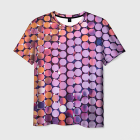 Мужская футболка 3D с принтом Вечеринка точки глянцевый узор в Тюмени, 100% полиэфир | прямой крой, круглый вырез горловины, длина до линии бедер | абстракция | блеск | блестки | вечеринка | глянцевый узор | кружочки | мода | паетки | пати | чешуя