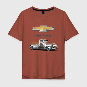 Мужская футболка хлопок Oversize с принтом HOT ROD CHEVROLET в Тюмени, 100% хлопок | свободный крой, круглый ворот, “спинка” длиннее передней части | avto | custom car | muscle car | машина | скорость