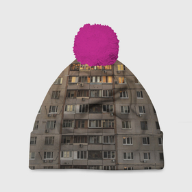Шапка 3D c помпоном с принтом Панелька в Белгороде, 100% полиэстер | универсальный размер, печать по всей поверхности изделия | архитектура | грусть | здание | панелька | панельный дом | россия | советский | ссср | фото | эстетика