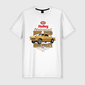 Мужская футболка хлопок Slim с принтом Gasser в Тюмени, 92% хлопок, 8% лайкра | приталенный силуэт, круглый вырез ворота, длина до линии бедра, короткий рукав | avto | chevrolet | custom car | muscle car | машина | скорость