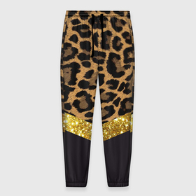 Мужские брюки 3D с принтом Леопардовый принт в Екатеринбурге, 100% полиэстер | манжеты по низу, эластичный пояс регулируется шнурком, по бокам два кармана без застежек, внутренняя часть кармана из мелкой сетки | success | swagg | блеск | блестки | животнй принт | золотистый | золото | золотой | леопард | леопардовый принт | понты | тигровый