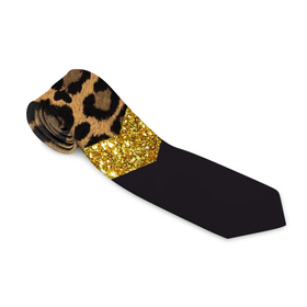 Галстук 3D с принтом Леопардовый принт в Тюмени, 100% полиэстер | Длина 148 см; Плотность 150-180 г/м2 | success | swagg | блеск | блестки | животнй принт | золотистый | золото | золотой | леопард | леопардовый принт | понты | тигровый