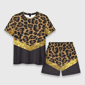 Мужской костюм с шортами 3D с принтом Леопардовый принт ,  |  | Тематика изображения на принте: success | swagg | блеск | блестки | животнй принт | золотистый | золото | золотой | леопард | леопардовый принт | понты | тигровый
