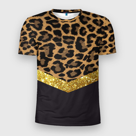 Мужская футболка 3D спортивная с принтом Леопардовый принт , 100% полиэстер с улучшенными характеристиками | приталенный силуэт, круглая горловина, широкие плечи, сужается к линии бедра | Тематика изображения на принте: success | swagg | блеск | блестки | животнй принт | золотистый | золото | золотой | леопард | леопардовый принт | понты | тигровый