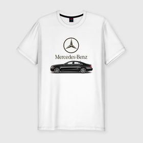 Мужская футболка хлопок Slim с принтом Mersedes Benz в Белгороде, 92% хлопок, 8% лайкра | приталенный силуэт, круглый вырез ворота, длина до линии бедра, короткий рукав | avto | car | germany | v8 | машина | скорость