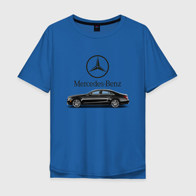 Мужская футболка хлопок Oversize с принтом Mersedes Benz в Новосибирске, 100% хлопок | свободный крой, круглый ворот, “спинка” длиннее передней части | avto | car | germany | v8 | машина | скорость