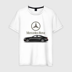 Мужская футболка хлопок с принтом Mersedes Benz , 100% хлопок | прямой крой, круглый вырез горловины, длина до линии бедер, слегка спущенное плечо. | avto | car | germany | v8 | машина | скорость