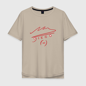 Мужская футболка хлопок Oversize с принтом Марадона в Тюмени, 100% хлопок | свободный крой, круглый ворот, “спинка” длиннее передней части | аргентина | десятка | диего | марадона | футбол | чемпион