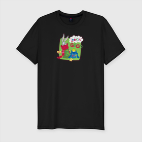Мужская футболка хлопок Slim с принтом Looking good в Новосибирске, 92% хлопок, 8% лайкра | приталенный силуэт, круглый вырез ворота, длина до линии бедра, короткий рукав | bugs | bunny | looney | tunes | tweety | vdzajul | багз | бани | банни | твити