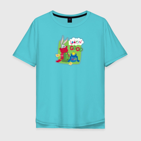 Мужская футболка хлопок Oversize с принтом Looking good , 100% хлопок | свободный крой, круглый ворот, “спинка” длиннее передней части | bugs | bunny | looney | tunes | tweety | vdzajul | багз | бани | банни | твити
