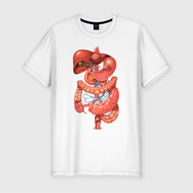 Мужская футболка хлопок Slim с принтом Органы в Екатеринбурге, 92% хлопок, 8% лайкра | приталенный силуэт, круглый вырез ворота, длина до линии бедра, короткий рукав | анатомия | биология | внутренности | легкие | органы | сердце
