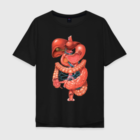 Мужская футболка хлопок Oversize с принтом Органы в Санкт-Петербурге, 100% хлопок | свободный крой, круглый ворот, “спинка” длиннее передней части | анатомия | биология | внутренности | легкие | органы | сердце