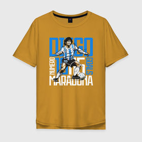 Мужская футболка хлопок Oversize с принтом 10 Diego Maradona в Санкт-Петербурге, 100% хлопок | свободный крой, круглый ворот, “спинка” длиннее передней части | 10 номер | diego | football | maradona | maradonna | арегнтина | бога | диего | марадона | марадонна | ретро | рука | сборная аргентины | футбол | футболист