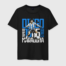 Мужская футболка хлопок с принтом 10 Diego Maradona в Санкт-Петербурге, 100% хлопок | прямой крой, круглый вырез горловины, длина до линии бедер, слегка спущенное плечо. | 10 номер | diego | football | maradona | maradonna | арегнтина | бога | диего | марадона | марадонна | ретро | рука | сборная аргентины | футбол | футболист