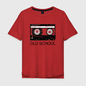 Мужская футболка хлопок Oversize с принтом OLD SCHOOL в Санкт-Петербурге, 100% хлопок | свободный крой, круглый ворот, “спинка” длиннее передней части | Тематика изображения на принте: old school | касета | магнитофон | плёнка | старая школа