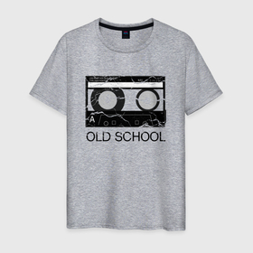 Мужская футболка хлопок с принтом OLD SCHOOL в Курске, 100% хлопок | прямой крой, круглый вырез горловины, длина до линии бедер, слегка спущенное плечо. | old school | касета | магнитофон | плёнка | старая школа