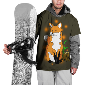Накидка на куртку 3D с принтом Лиса в лесу в Новосибирске, 100% полиэстер |  | animals | fox | в лесу | дерево | дикий | животные | зверек | зверь | кусты | лес | лесной | лесные | лиса | лисенок | лисица | лисичка | листья | мордочка | мультяшный | пенек | природа | растения | рыжая