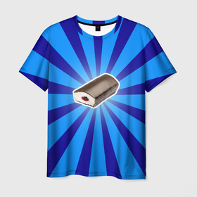Мужская футболка 3D с принтом Глазированный сырок в Петрозаводске, 100% полиэфир | прямой крой, круглый вырез горловины, длина до линии бедер | вкусная еда | глазированный сырок | еда | люблю поесть | начинка | смешной мем | шоколад