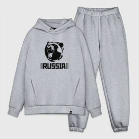 Мужской костюм хлопок OVERSIZE с принтом Russia bear   Медведь Россия в Белгороде,  |  | bear | russia | медведь | мишка | россия | рф | черный