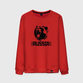 Мужской свитшот хлопок с принтом Russia bear   Медведь Россия , 100% хлопок |  | bear | russia | медведь | мишка | россия | рф | черный
