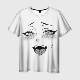 Мужская футболка 3D с принтом Ахегао личико в Кировске, 100% полиэфир | прямой крой, круглый вырез горловины, длина до линии бедер | аниме | ахегао | девушка | лицо | язык