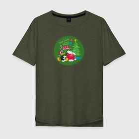 Мужская футболка хлопок Oversize с принтом Dear Santa, I want it all... в Тюмени, 100% хлопок | свободный крой, круглый ворот, “спинка” длиннее передней части | Тематика изображения на принте: daffy | duck | tunes | vdzajul | дак | даффи