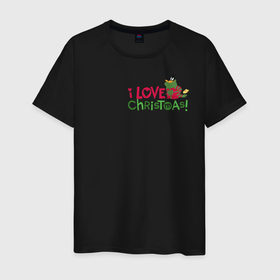 Мужская футболка хлопок с принтом I love Christmas , 100% хлопок | прямой крой, круглый вырез горловины, длина до линии бедер, слегка спущенное плечо. | daffy | duck | looney | tunes | vdzajul | дак | даффи