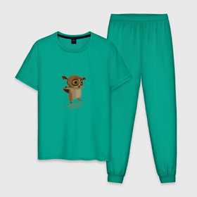 Мужская пижама хлопок с принтом Несквик с пивом (мем) в Петрозаводске, 100% хлопок | брюки и футболка прямого кроя, без карманов, на брюках мягкая резинка на поясе и по низу штанин
 | mem | животные | мем | прикол | смешной | юмор