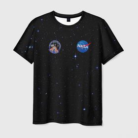 Мужская футболка 3D с принтом NaSa Space | Космос Наса в Тюмени, 100% полиэфир | прямой крой, круглый вырез горловины, длина до линии бедер | nasa | space | америка | значок | камуфляж | космос | куртка | надпись | наса | ракета | сша | флаг | черный | шаттл