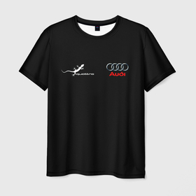 Мужская футболка 3D с принтом Audi QuaTTro в Тюмени, 100% полиэфир | прямой крой, круглый вырез горловины, длина до линии бедер | авто | автомобиль | ауди | знак | кольца | красный | машина | надпись | узоры | черный