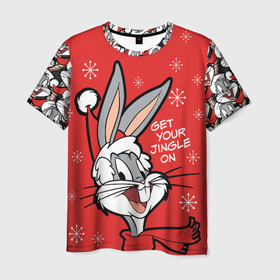 Мужская футболка 3D+ с принтом Get your Jingle on , 100% микрофибра | круглый вырез горловины, длина до линии бедер | bugs | bunny | tunes | vdzajul | багз | бани | банни