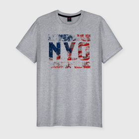 Мужская футболка хлопок Slim с принтом Нью Йорк Сити в Тюмени, 92% хлопок, 8% лайкра | приталенный силуэт, круглый вырез ворота, длина до линии бедра, короткий рукав | Тематика изображения на принте: city | new york | нью йорк | путешествие | сити