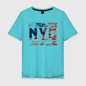 Мужская футболка хлопок Oversize с принтом Нью Йорк Сити в Кировске, 100% хлопок | свободный крой, круглый ворот, “спинка” длиннее передней части | Тематика изображения на принте: city | new york | нью йорк | путешествие | сити