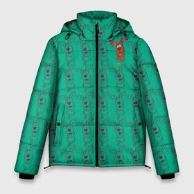 Мужская зимняя куртка 3D с принтом Новогодний Скуби в Белгороде, верх — 100% полиэстер; подкладка — 100% полиэстер; утеплитель — 100% полиэстер | длина ниже бедра, свободный силуэт Оверсайз. Есть воротник-стойка, отстегивающийся капюшон и ветрозащитная планка. 

Боковые карманы с листочкой на кнопках и внутренний карман на молнии. | Тематика изображения на принте: 005850 | scooby doo | shaggy | vdkotan | велма | дафна | скуби | скуби ду | шэгги