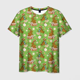 Мужская футболка 3D с принтом Scooby-cookies в Новосибирске, 100% полиэфир | прямой крой, круглый вырез горловины, длина до линии бедер | Тематика изображения на принте: 005850 | cookies | scooby doo | shaggy | vdkotan | велма | дафна | скуби | скуби ду | шэгги