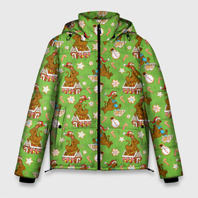 Мужская зимняя куртка 3D с принтом Scooby-cookies в Белгороде, верх — 100% полиэстер; подкладка — 100% полиэстер; утеплитель — 100% полиэстер | длина ниже бедра, свободный силуэт Оверсайз. Есть воротник-стойка, отстегивающийся капюшон и ветрозащитная планка. 

Боковые карманы с листочкой на кнопках и внутренний карман на молнии. | Тематика изображения на принте: 005850 | cookies | scooby doo | shaggy | vdkotan | велма | дафна | скуби | скуби ду | шэгги