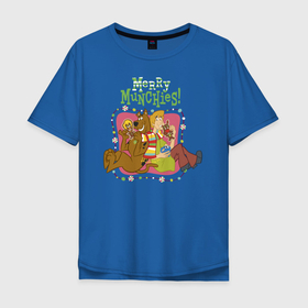 Мужская футболка хлопок Oversize с принтом Merry munchies , 100% хлопок | свободный крой, круглый ворот, “спинка” длиннее передней части | 005850 | scooby doo | shaggy | vdkotan | велма | дафна | скуби | скуби ду | шэгги