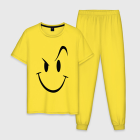 Мужская пижама хлопок с принтом Smile в Екатеринбурге, 100% хлопок | брюки и футболка прямого кроя, без карманов, на брюках мягкая резинка на поясе и по низу штанин
 | smile | бровь | смайл | смайлик | улыбка | ухмылка