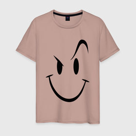 Мужская футболка хлопок с принтом Smile в Кировске, 100% хлопок | прямой крой, круглый вырез горловины, длина до линии бедер, слегка спущенное плечо. | smile | бровь | смайл | смайлик | улыбка | ухмылка
