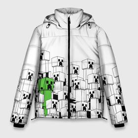 Мужская зимняя куртка 3D с принтом Minecraft Крипер в Екатеринбурге, верх — 100% полиэстер; подкладка — 100% полиэстер; утеплитель — 100% полиэстер | длина ниже бедра, свободный силуэт Оверсайз. Есть воротник-стойка, отстегивающийся капюшон и ветрозащитная планка. 

Боковые карманы с листочкой на кнопках и внутренний карман на молнии. | Тематика изображения на принте: creeper | game | зомби | игра | крипер | майн | майнкрафт | монстр