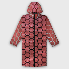 Дождевик унисекс 3D Соты красные | Honeycomb red текстура: в городе Новоалтайск, | | красный | паутина | паутинка | соты
