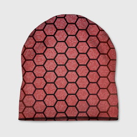 Шапка 3D с принтом Соты в Тюмени, 100% полиэстер | универсальный размер, печать по всей поверхности изделия | красный | паутина | паутинка | соты
