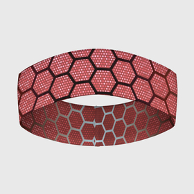 Повязка на голову 3D с принтом Соты красные | Honeycomb red текстура в Санкт-Петербурге,  |  | красный | паутина | паутинка | соты