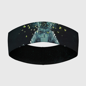 Повязка на голову 3D с принтом Космонавт и бабочки в космосе ,  |  | cosmos | space | вселенная | звезды | космонавт | космос | млечный путь