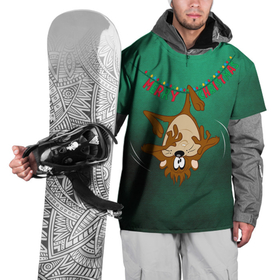Накидка на куртку 3D с принтом Merry Christmas в Тюмени, 100% полиэстер |  | devil | looney | tasmanian | tunes | vdzajul | дьявол | тасманский