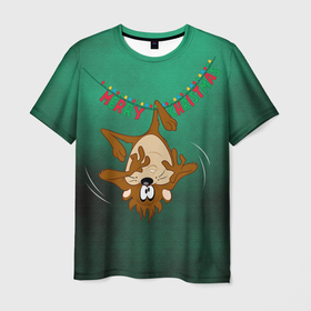 Мужская футболка 3D с принтом Merry Christmas в Новосибирске, 100% полиэфир | прямой крой, круглый вырез горловины, длина до линии бедер | devil | looney | tasmanian | tunes | vdzajul | дьявол | тасманский