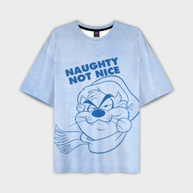 Мужская футболка OVERSIZE 3D с принтом Naughty not nice в Санкт-Петербурге,  |  | devil | looney | tasmanian | tunes | vdzajul | дьявол | тасманский