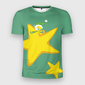 Мужская футболка 3D спортивная с принтом Tweety and stars в Новосибирске, 100% полиэстер с улучшенными характеристиками | приталенный силуэт, круглая горловина, широкие плечи, сужается к линии бедра | looney | tunes | tweety | vdzajul | твити