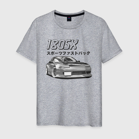 Мужская футболка хлопок с принтом Nissan 180SX в Кировске, 100% хлопок | прямой крой, круглый вырез горловины, длина до линии бедер, слегка спущенное плечо. | Тематика изображения на принте: jdm | nissan | stance | ниссан | тюнинг