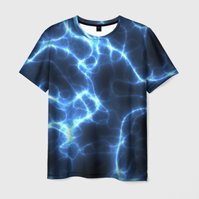 Мужская футболка 3D с принтом Электро в Новосибирске, 100% полиэфир | прямой крой, круглый вырез горловины, длина до линии бедер | неоновые лучи | неоновый свет | световые лучи | электрические лучи | электричество